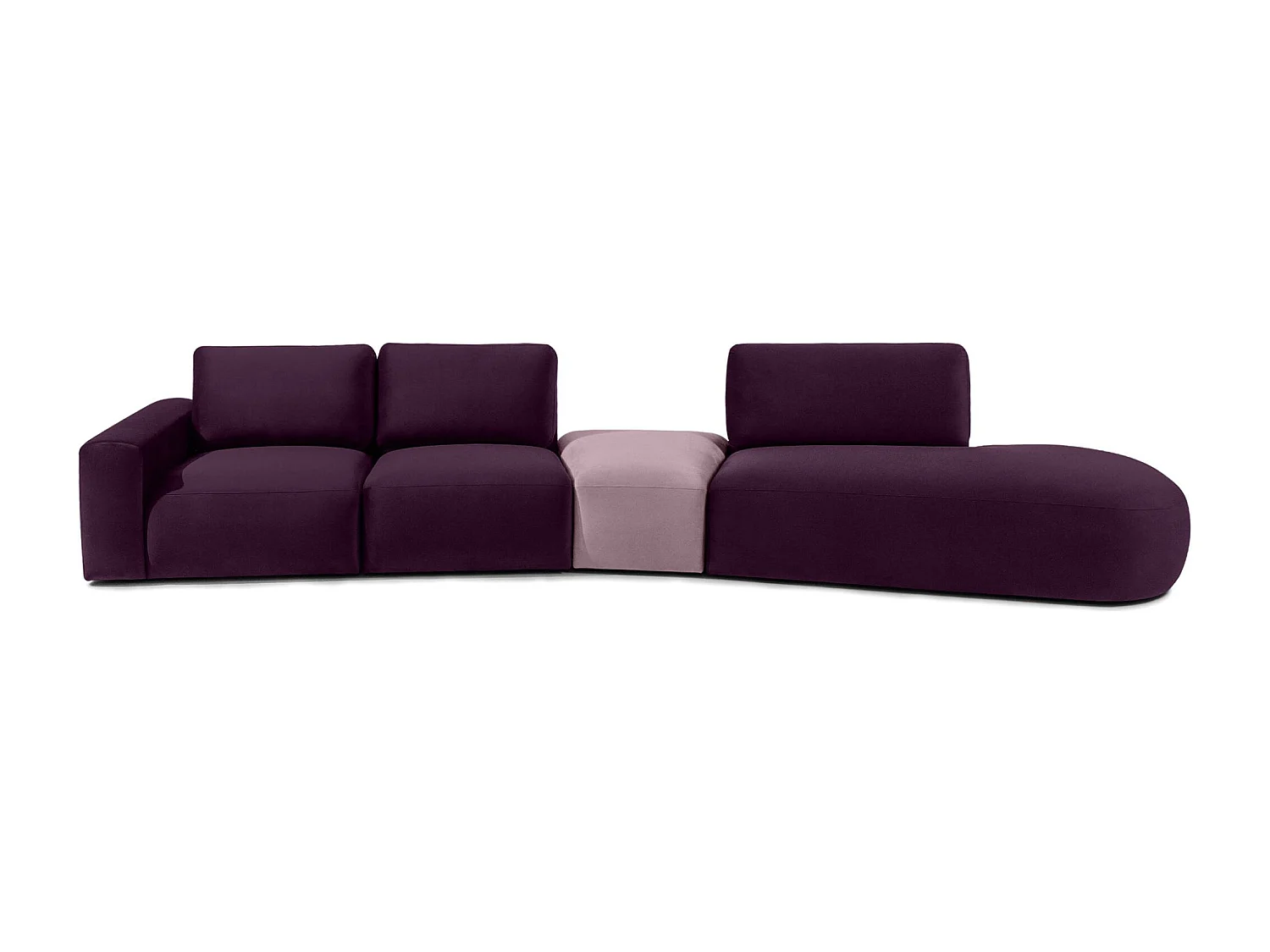 Ecksofa rechts - modern - ZUCCO - 5-Sitzer - Veloursstoff - Purpur