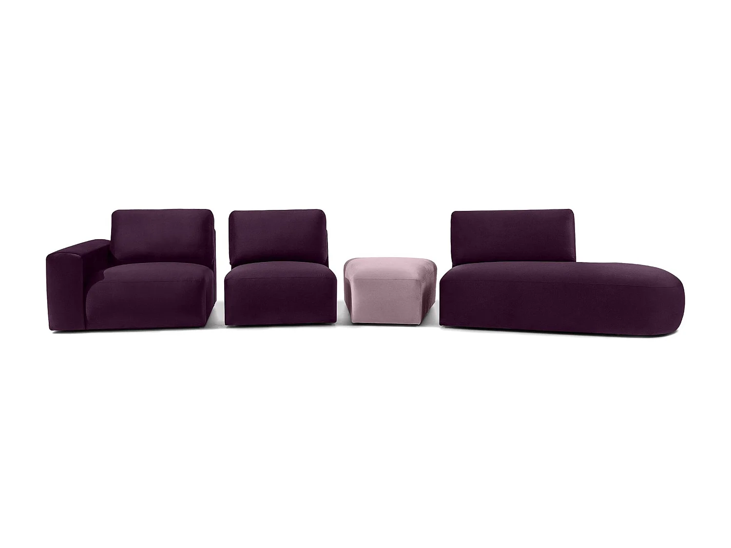 Ecksofa rechts - modern - ZUCCO - 5-Sitzer - Veloursstoff - Purpur
