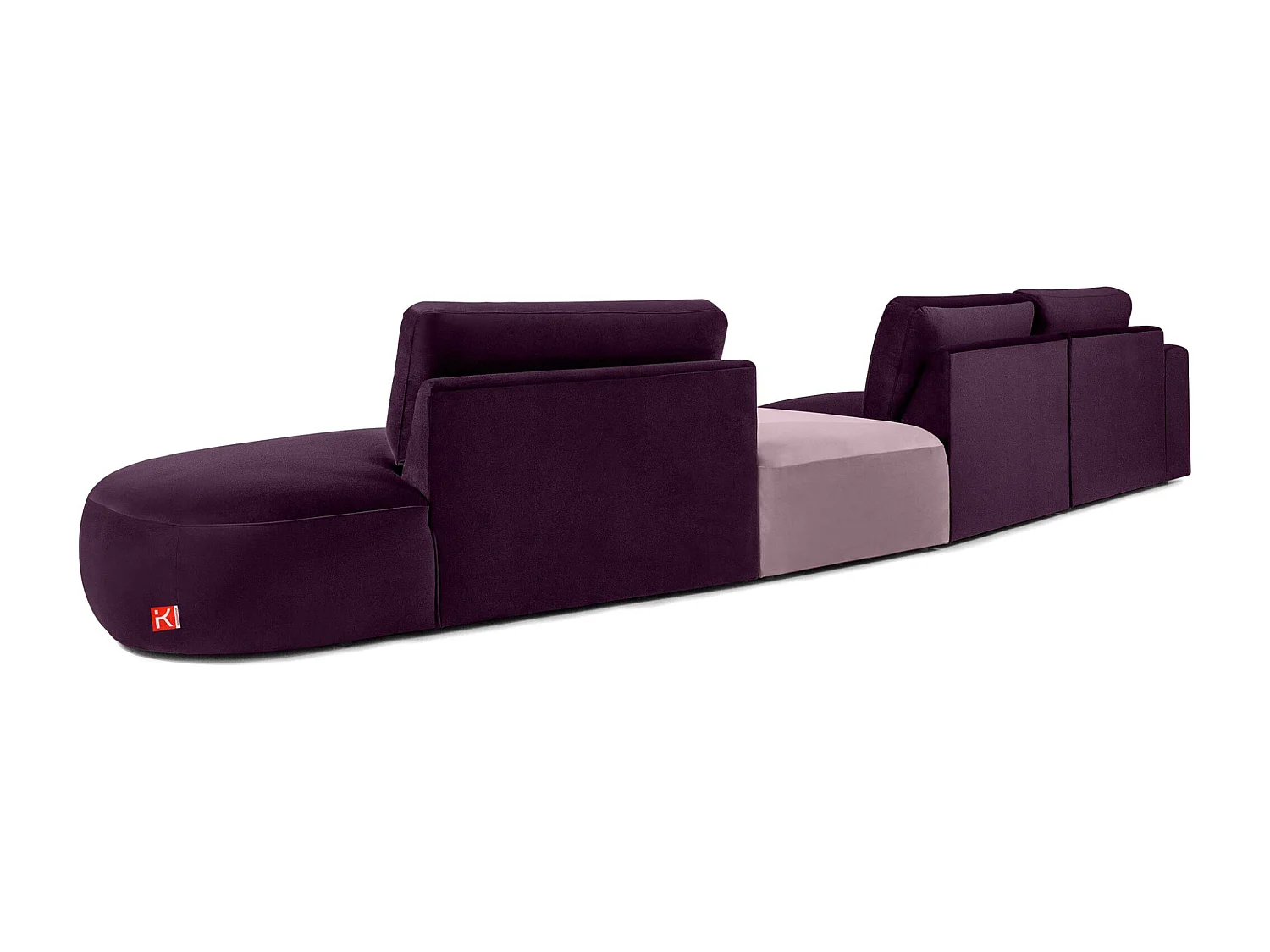 Ecksofa rechts - modern - ZUCCO - 5-Sitzer - Veloursstoff - Purpur