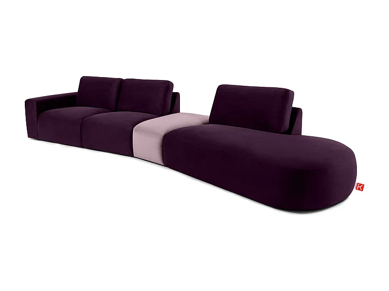 Ecksofa rechts - modern - ZUCCO - 5-Sitzer - Veloursstoff - Purpur