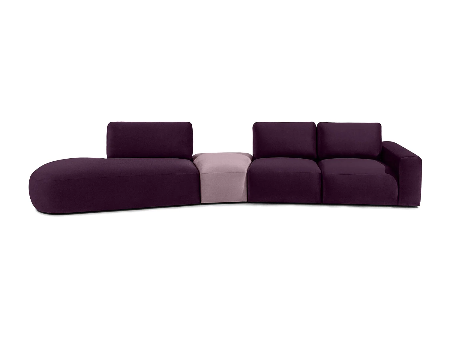 Ecksofa links - modern - ZUCCO - 5-Sitzer - Veloursstoff - Purpur