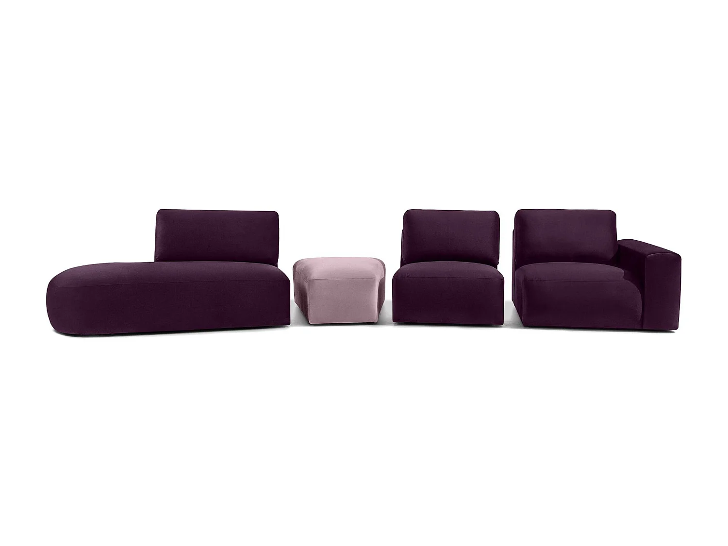 Ecksofa links - modern - ZUCCO - 5-Sitzer - Veloursstoff - Purpur