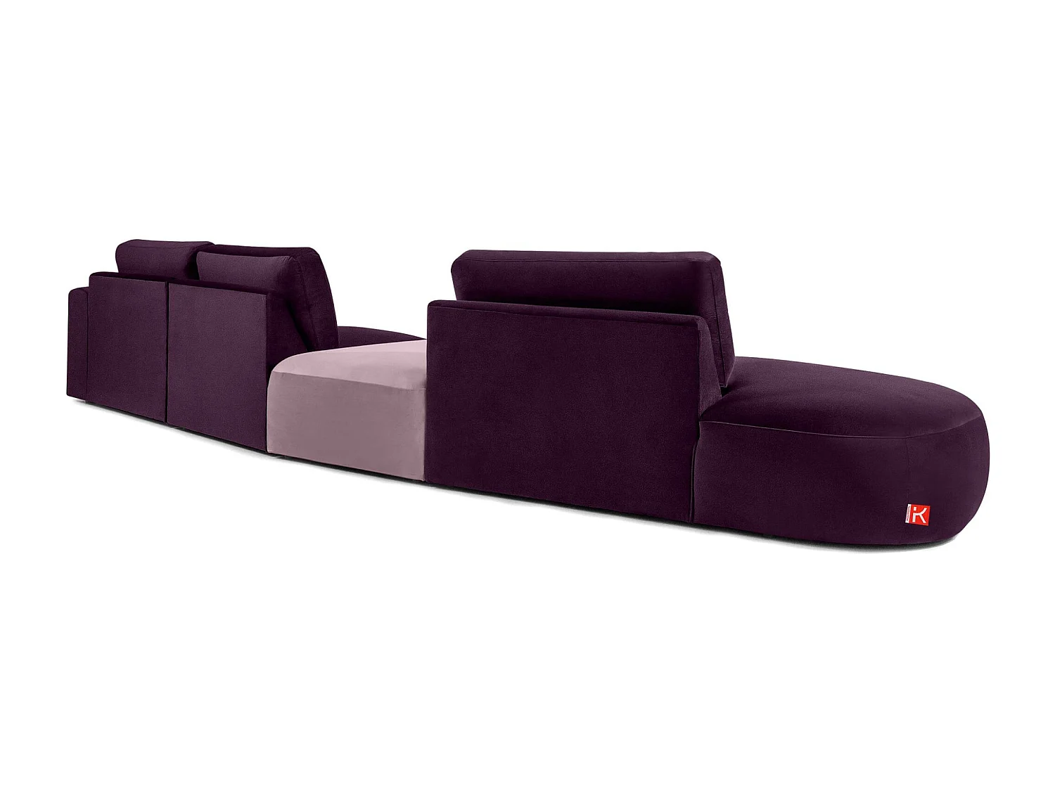 Ecksofa links - modern - ZUCCO - 5-Sitzer - Veloursstoff - Purpur