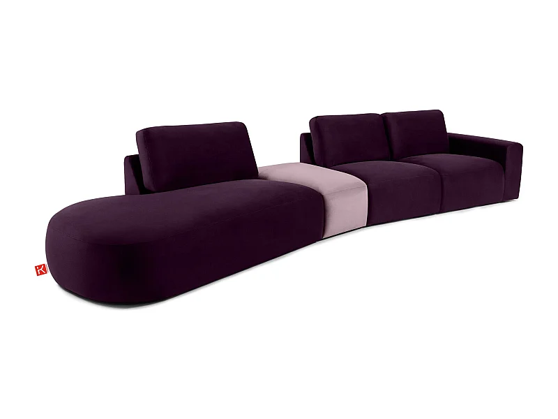 Ecksofa links - modern - ZUCCO - 5-Sitzer - Veloursstoff - Purpur