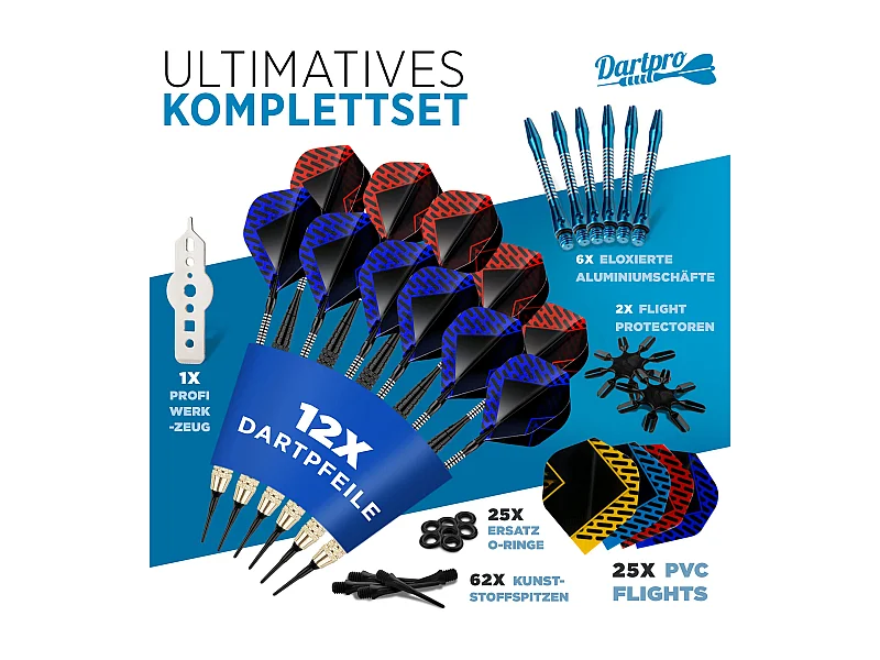 DartPro Dartpfeile mit Kunststoffspitze – 12