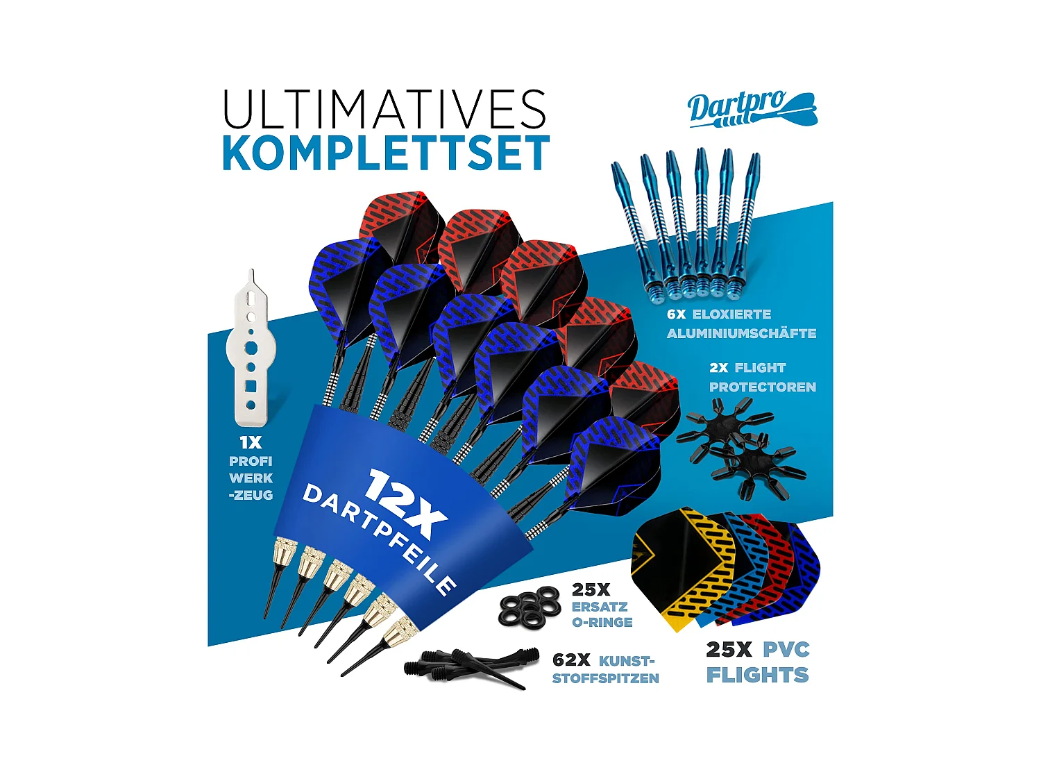 DartPro Dartpfeile mit Kunststoffspitze – 12