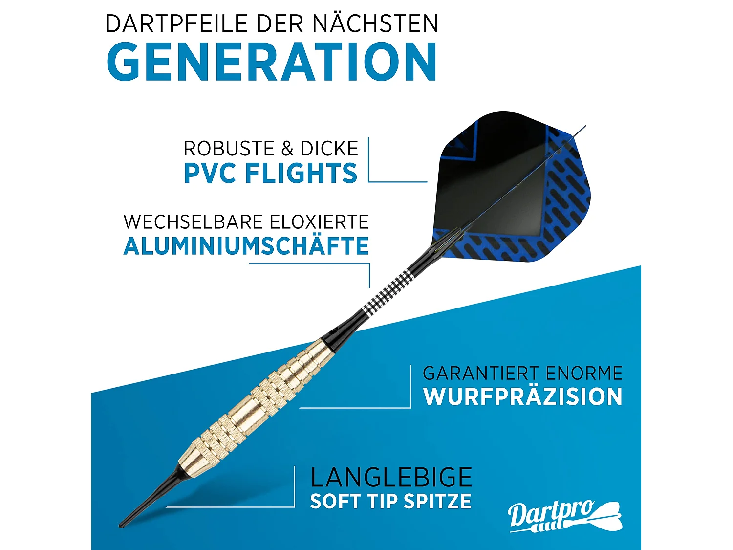 DartPro Dartpfeile mit Kunststoffspitze – 12