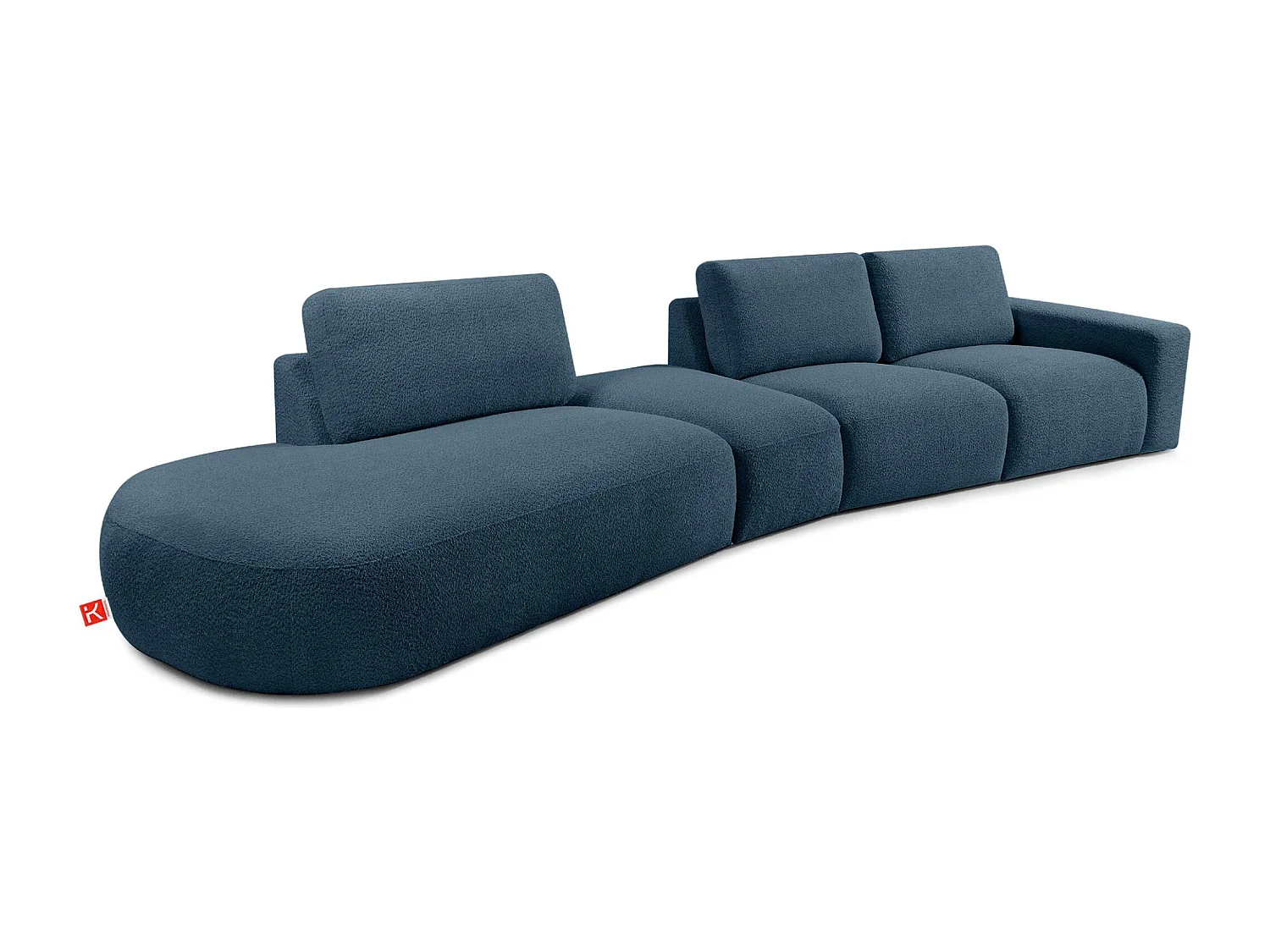 Ecksofa links - modern - ZUCCO - 5-Sitzer - Boucle - Nachtblau