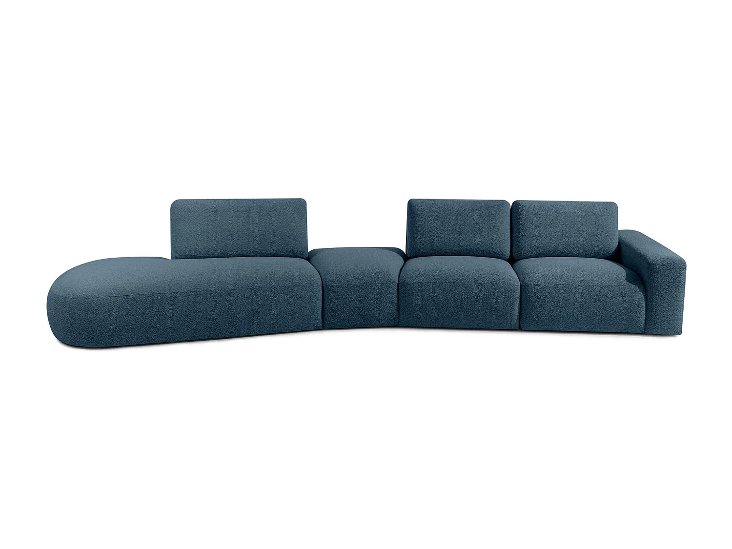 Ecksofa links - modern - ZUCCO - 5-Sitzer - Boucle - Nachtblau