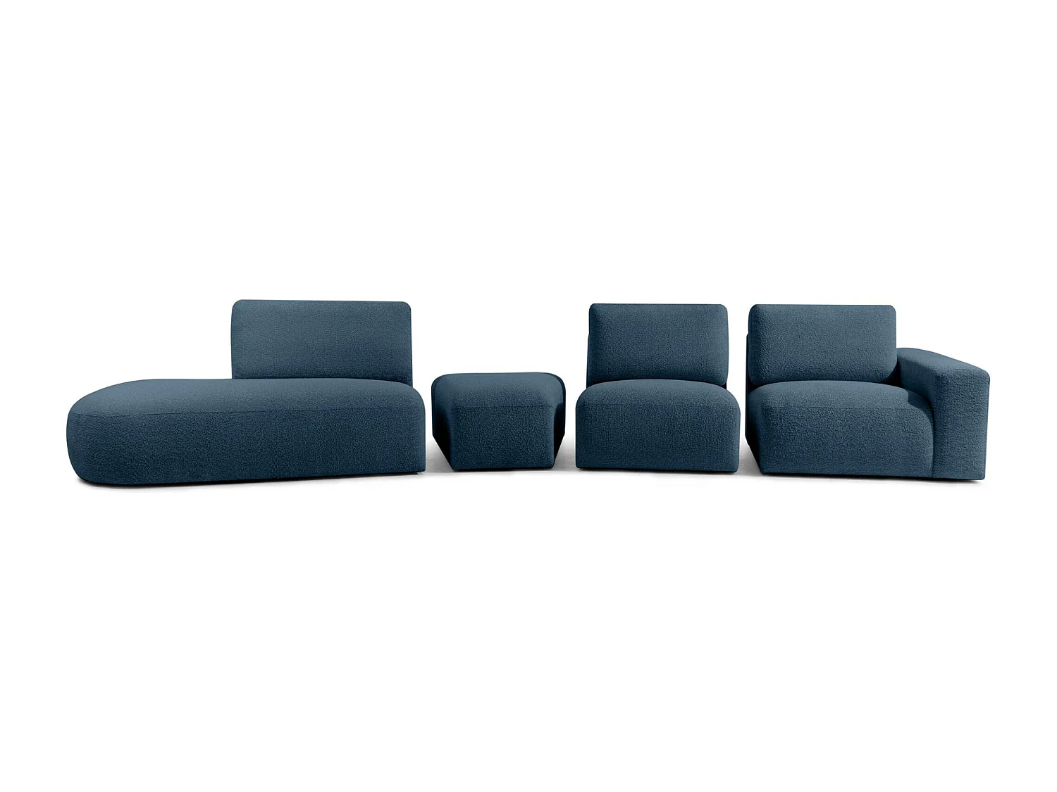 Ecksofa links - modern - ZUCCO - 5-Sitzer - Boucle - Nachtblau