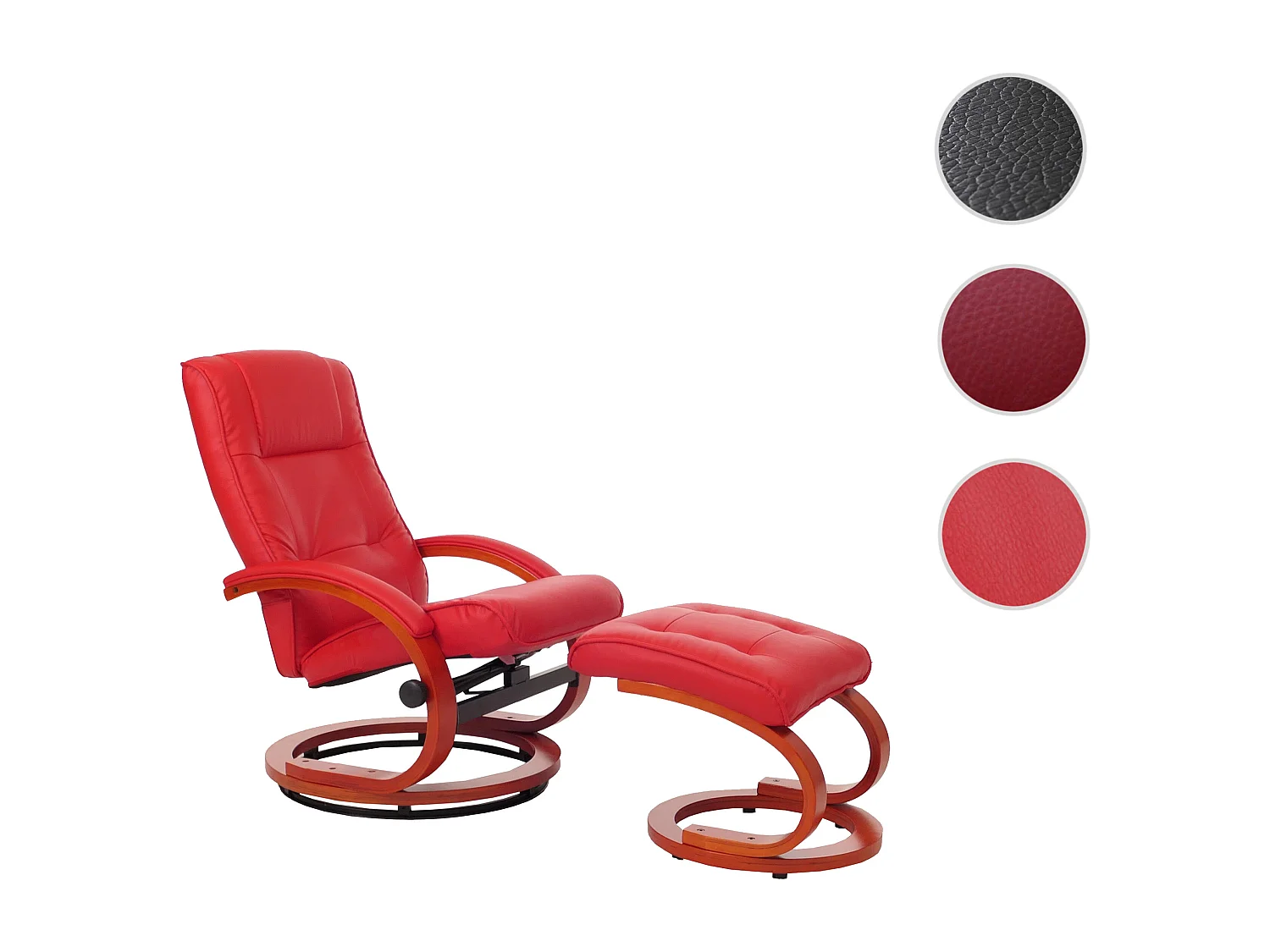 Relaxfauteuil Aprilia met voetenbank,  rood