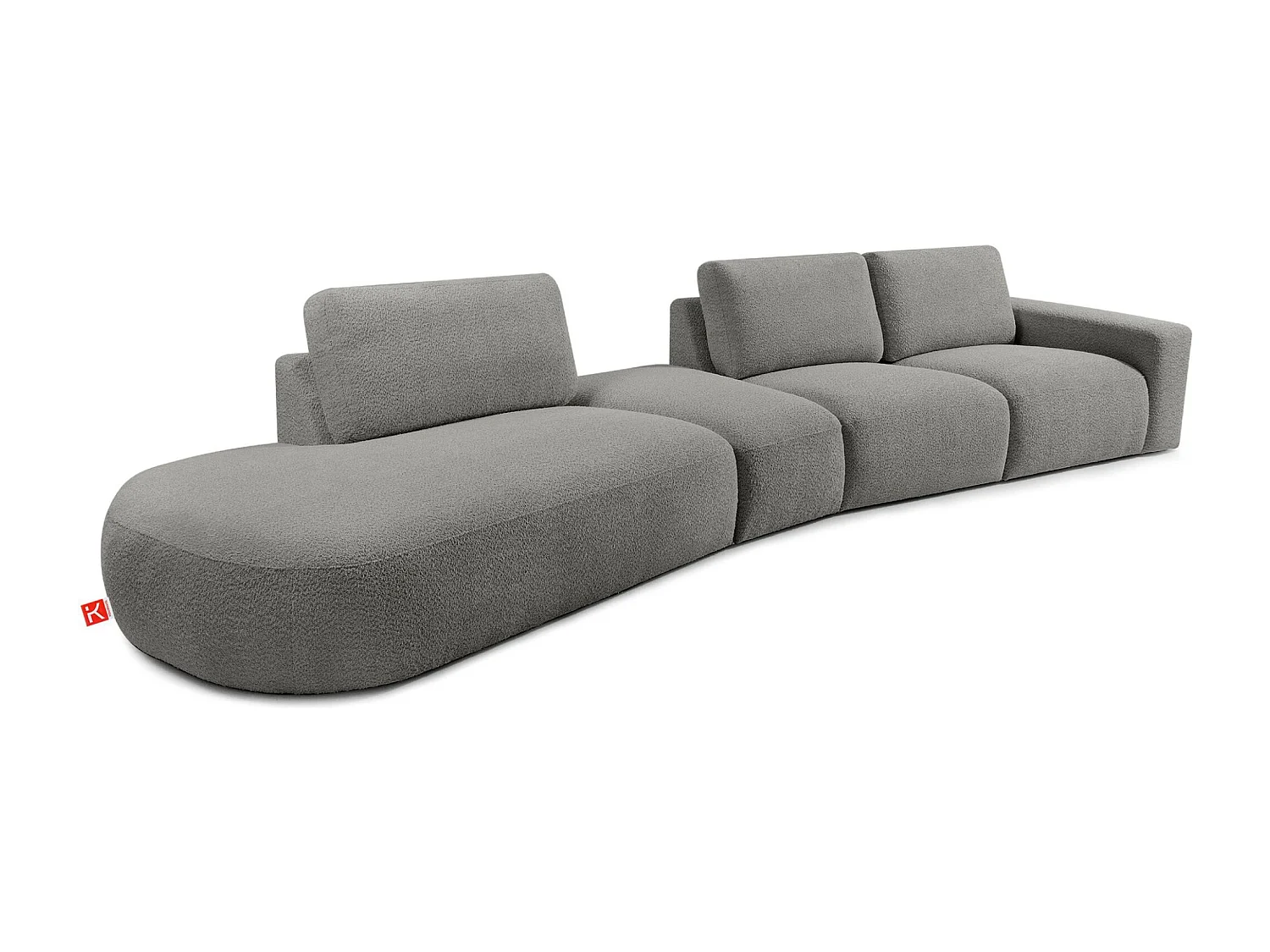 Ecksofa links - modern - ZUCCO - 5-Sitzer - Boucle - Grau