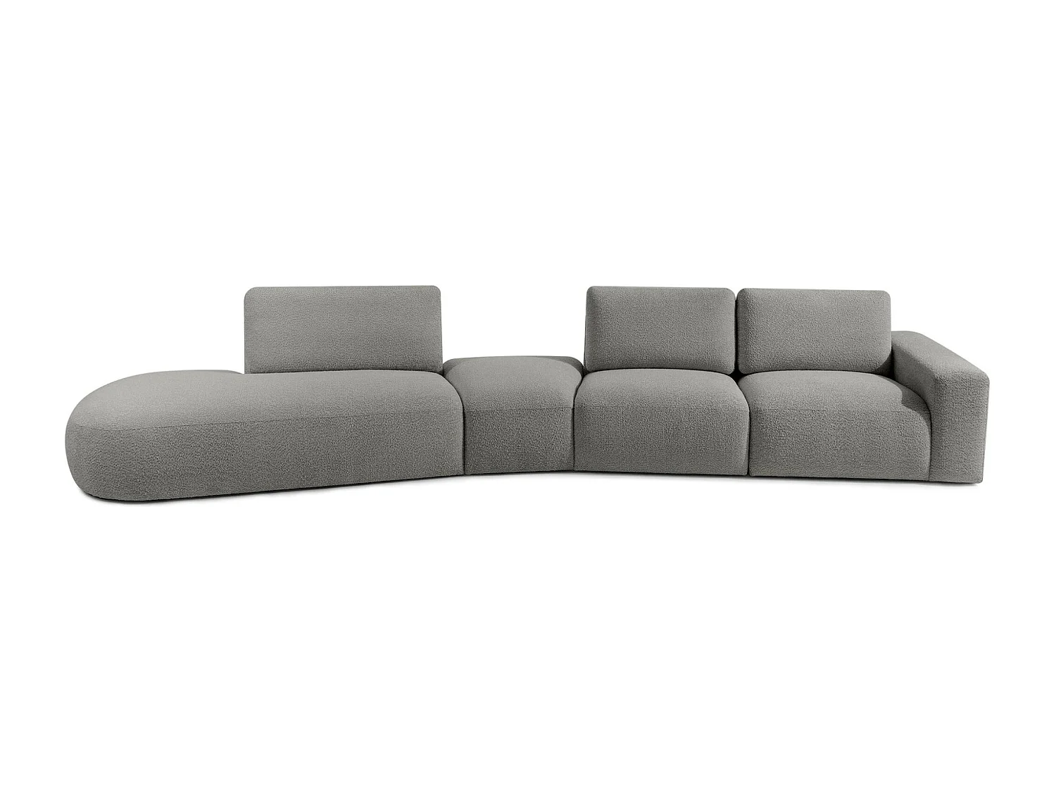 Ecksofa links - modern - ZUCCO - 5-Sitzer - Boucle - Grau