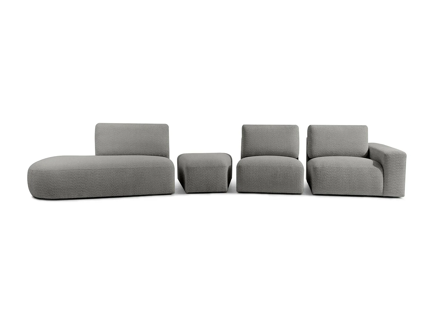 Ecksofa links - modern - ZUCCO - 5-Sitzer - Boucle - Grau