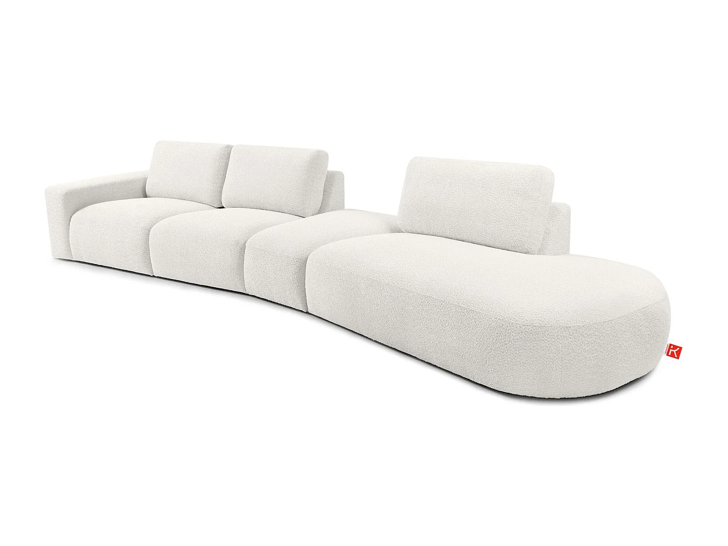 Ecksofa rechts - modern - ZUCCO - 5-Sitzer - Boucle - Ecru