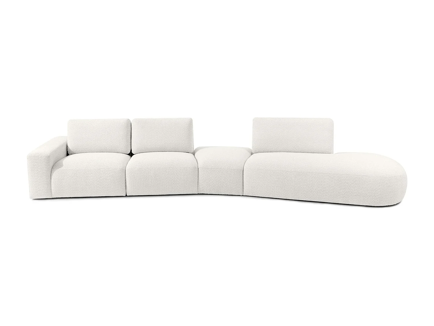 Ecksofa rechts - modern - ZUCCO - 5-Sitzer - Boucle - Ecru