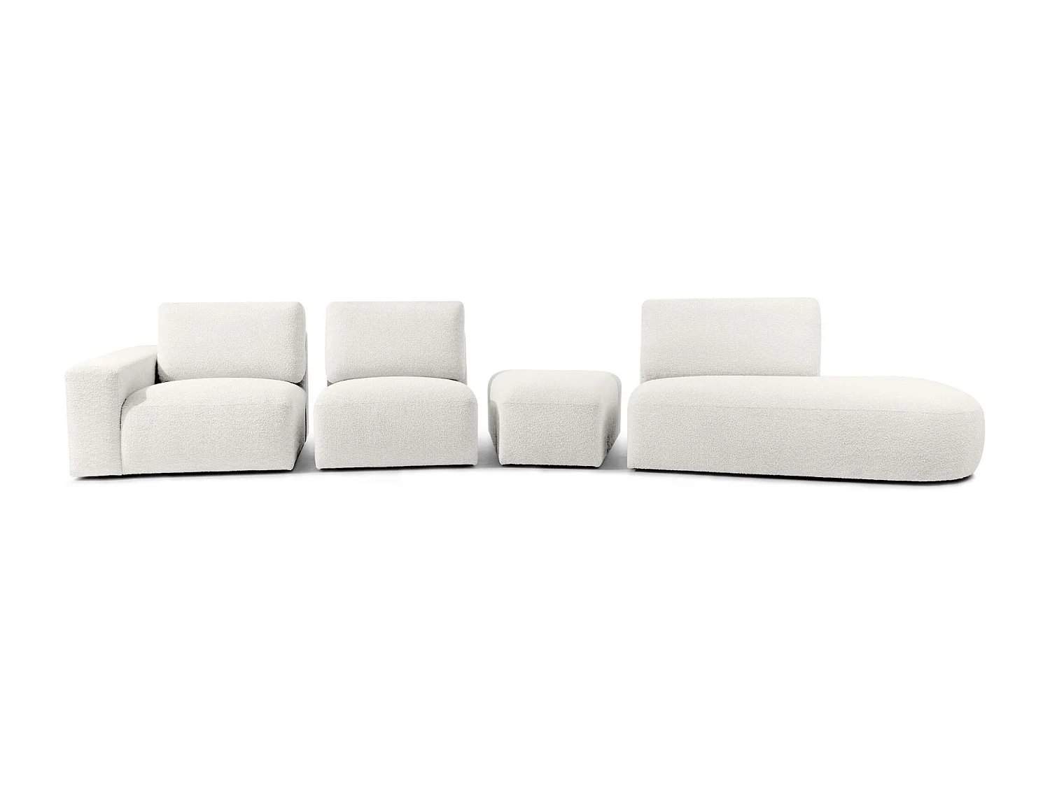 Ecksofa rechts - modern - ZUCCO - 5-Sitzer - Boucle - Ecru