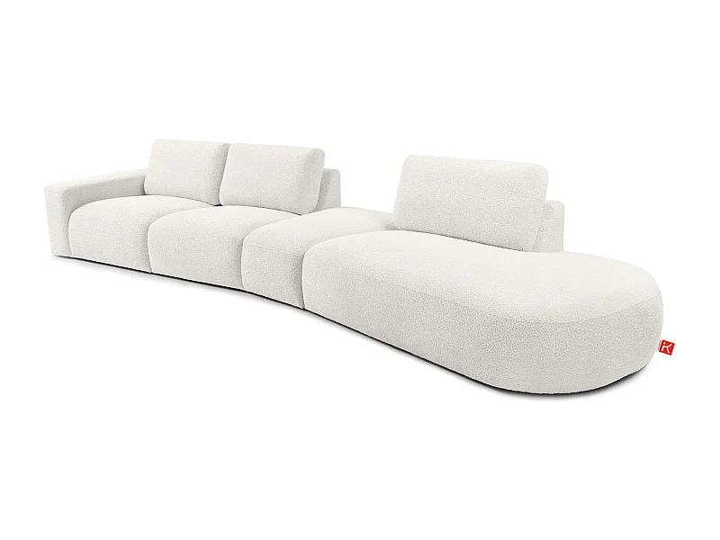 Ecksofa rechts - modern - ZUCCO - 5-Sitzer - Boucle - Ecru