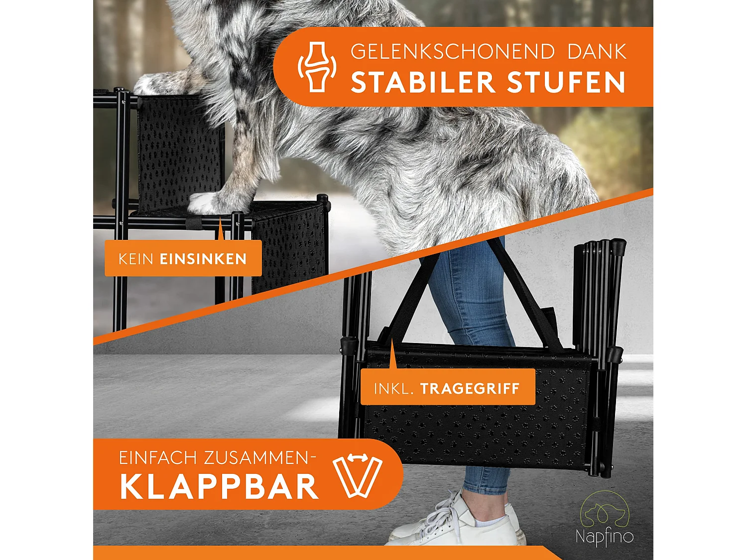 NAPFINO Hundetreppe Auto [bis 60kg] -