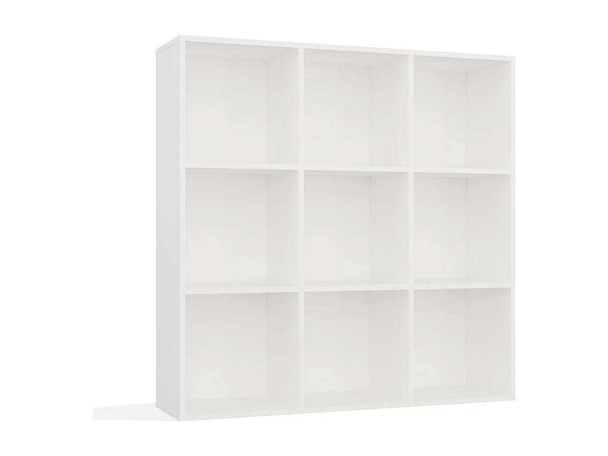 MALAX - Estantería de 9 compartimentos para guardar libros, decoración - Blanco