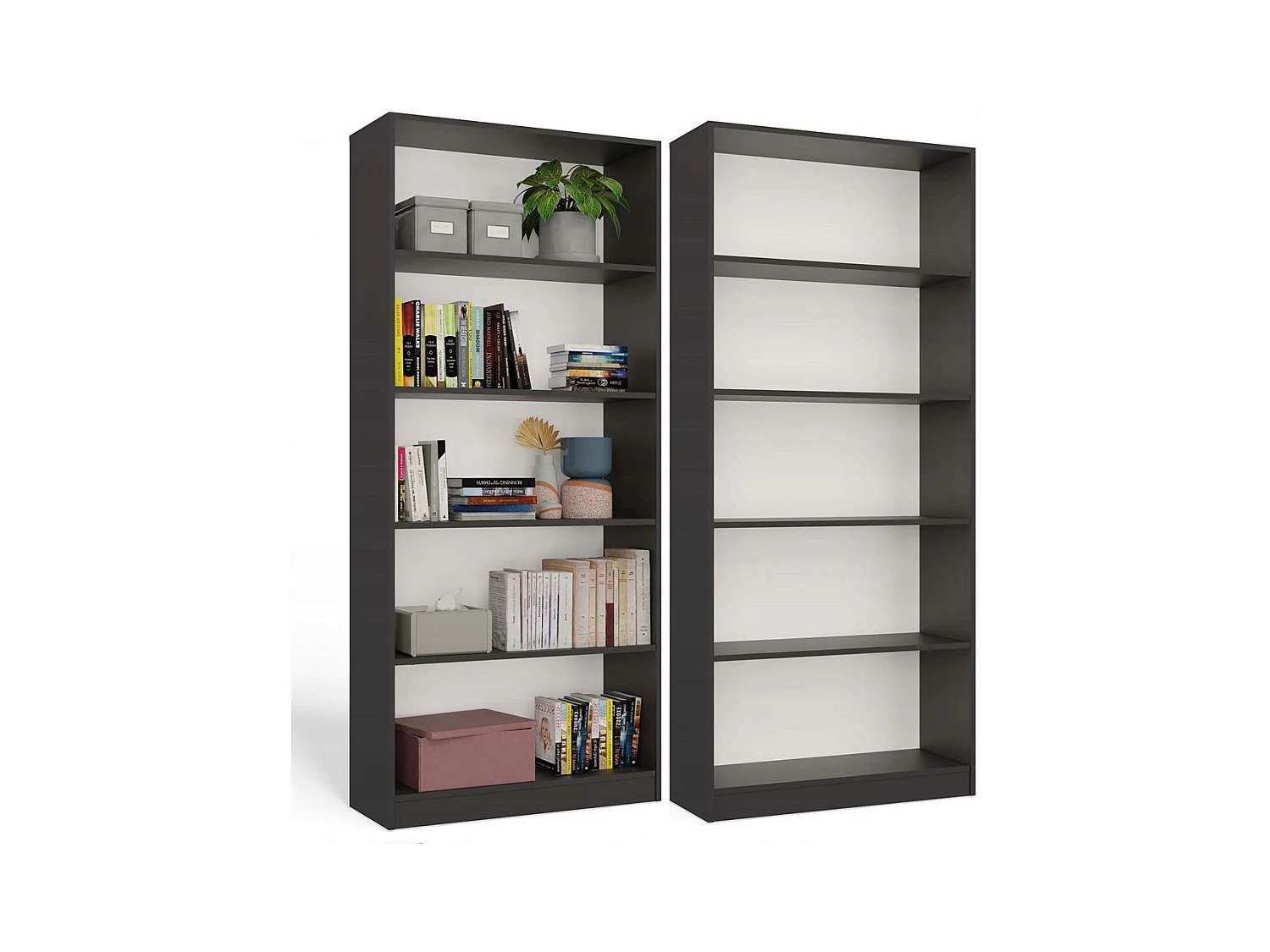 FLORENCE – Bücherregal mit 5 Regalböden – Maße 182 x 80 x 30 cm – Aufbewahrungsmöbel für Bücher – Beige