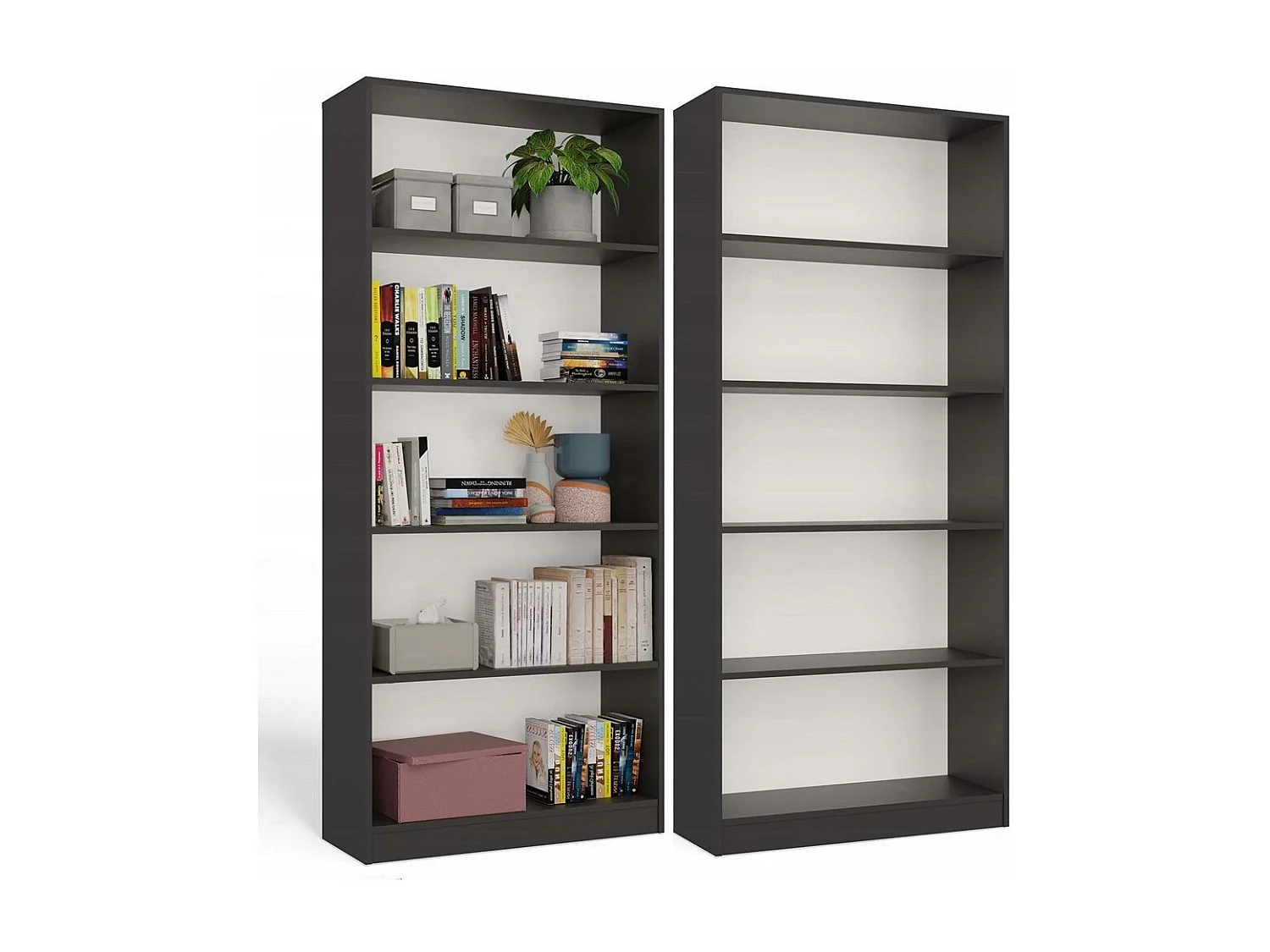 Regał Onyx R80 | Antracytowy  | 80x30x182 cm | Regał na Książki