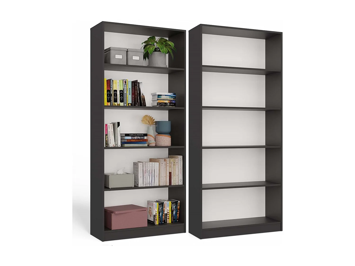 Regał Onyx R80 | Antracytowy  | 80x30x182 cm | Regał na Książki