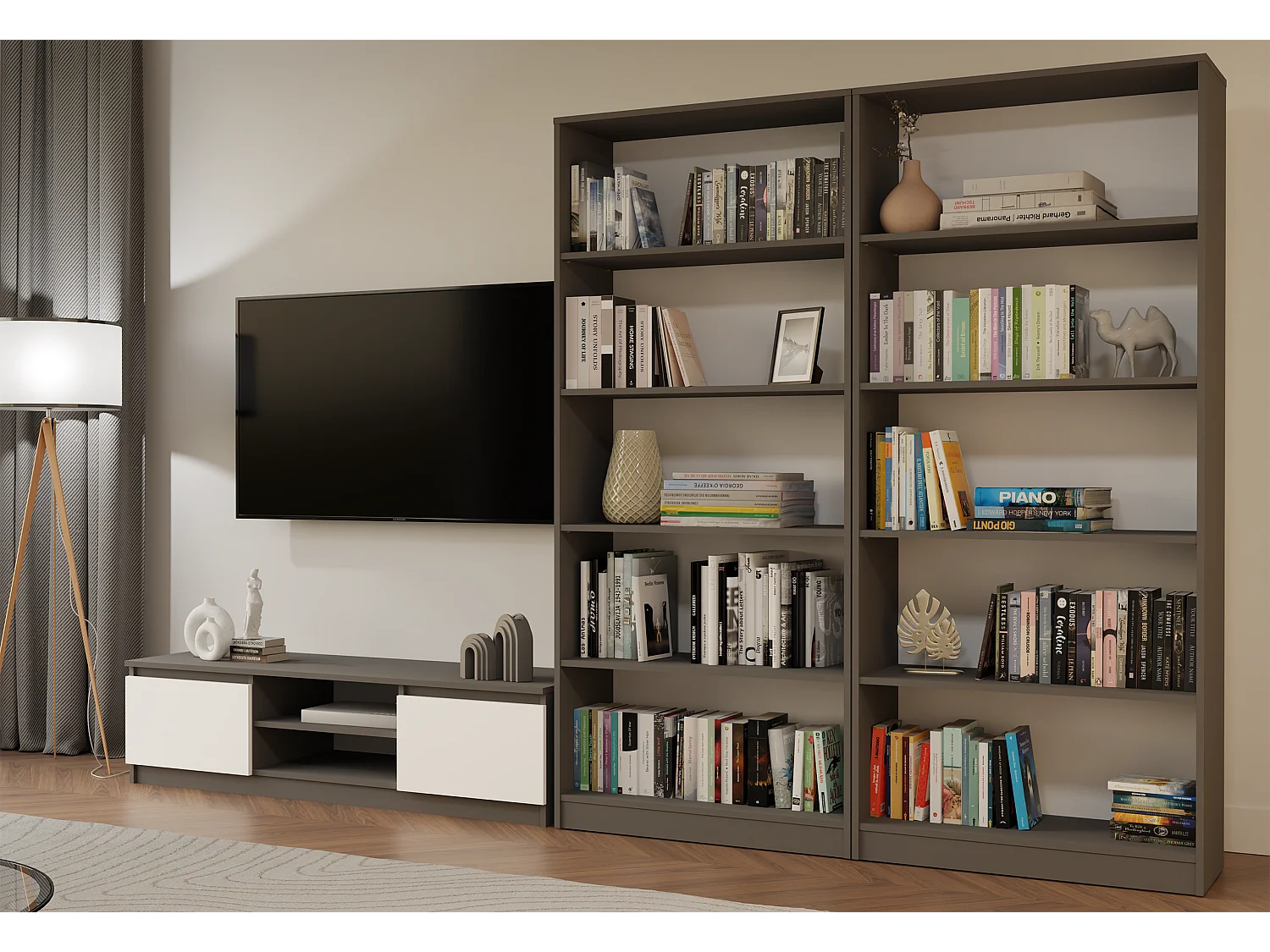 Regal Onyx R80 - mensola per libri, giocattoli per il soggiorno - 80x30x182 cm - ANTHRAZIT