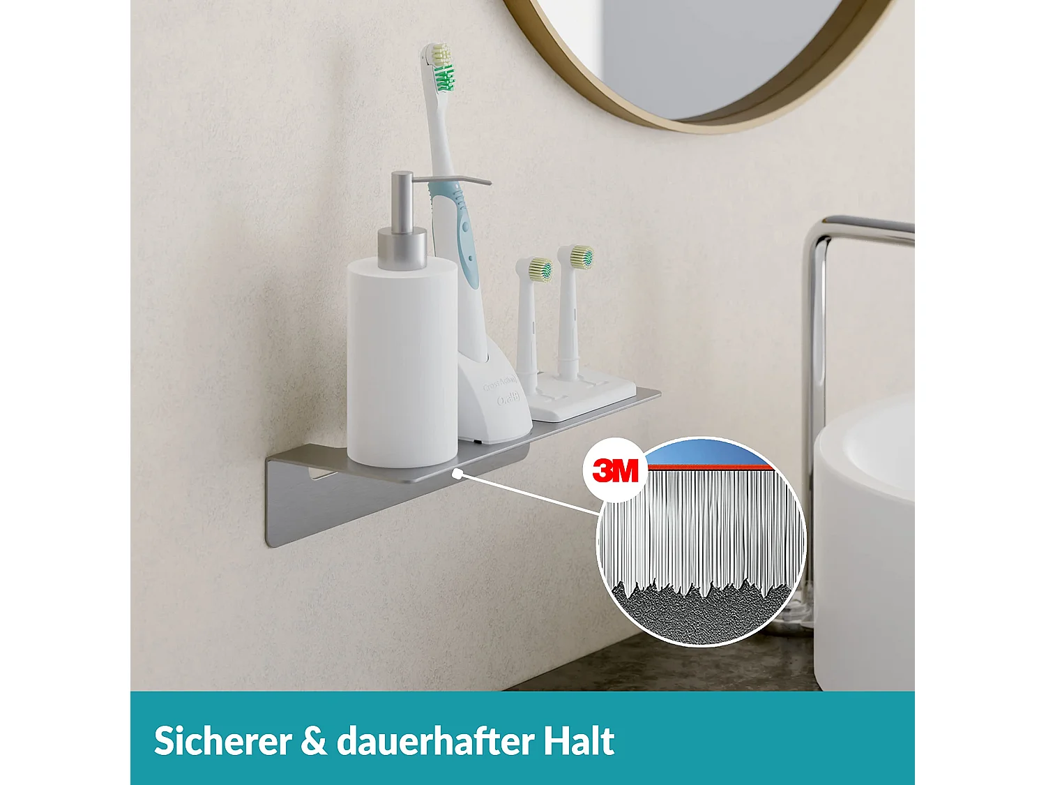 WEISSENSTEIN Badablage ohne Bohren aus Edelstahl -