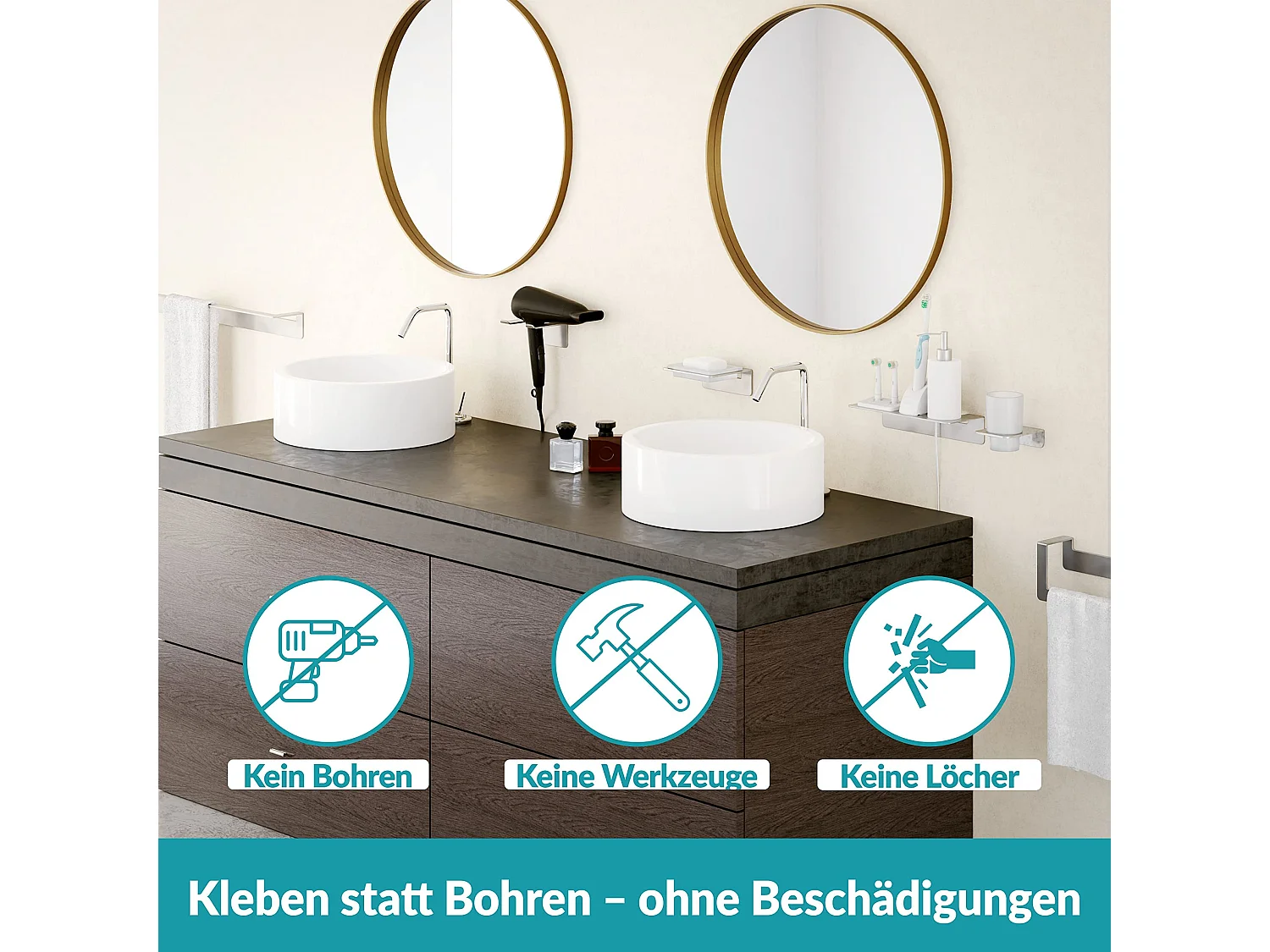 WEISSENSTEIN Badablage ohne Bohren aus Edelstahl -