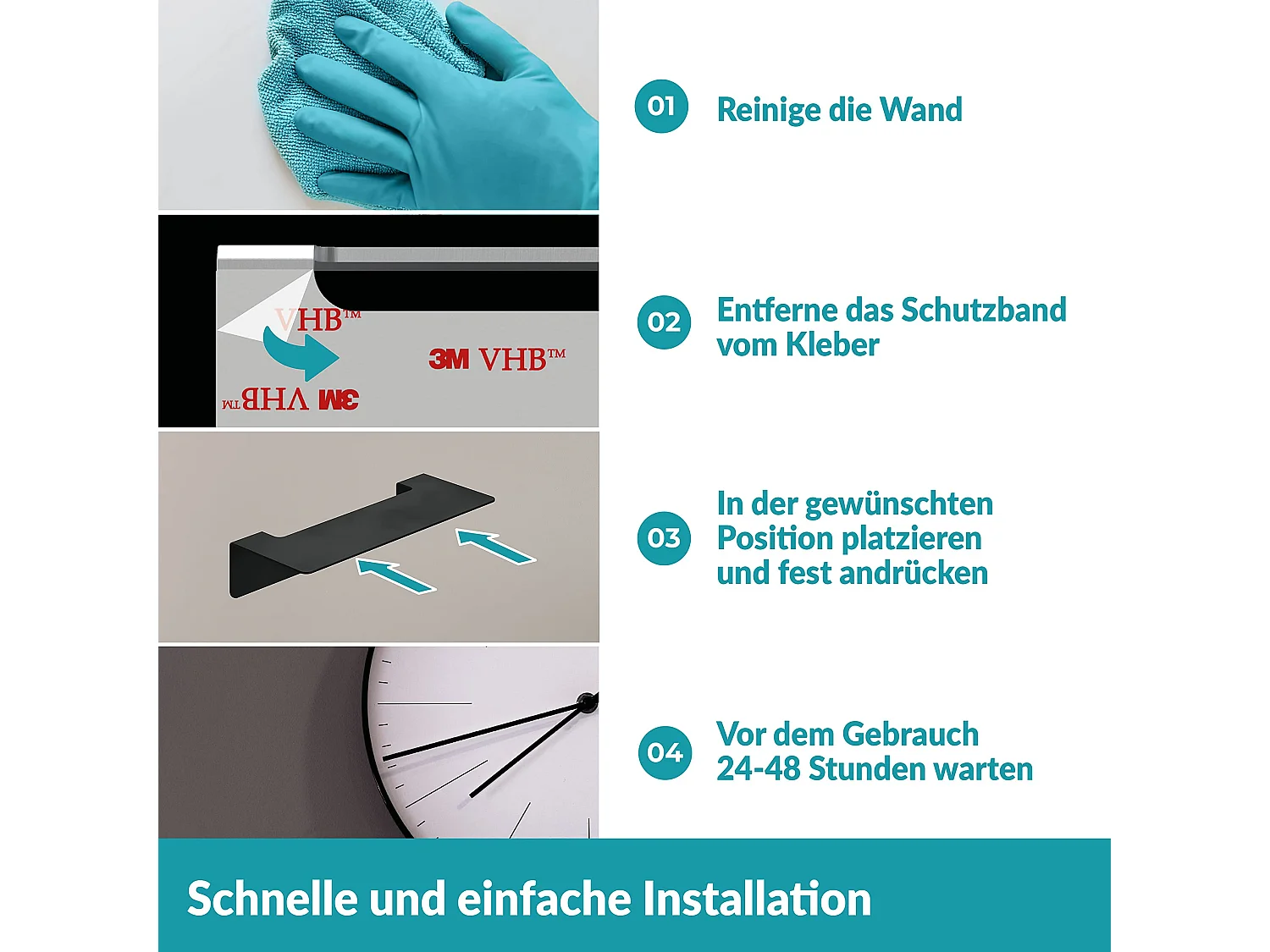 WEISSENSTEIN Badablage ohne Bohren aus Edelstahl -