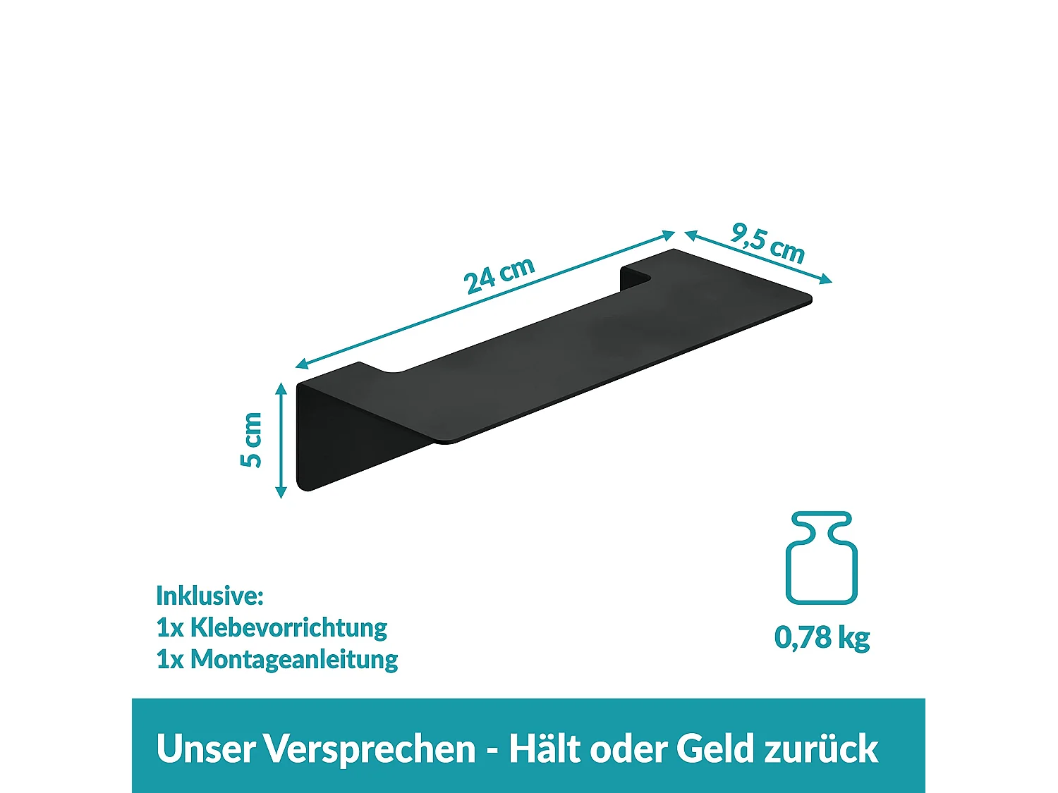 WEISSENSTEIN Badablage ohne Bohren aus Edelstahl -