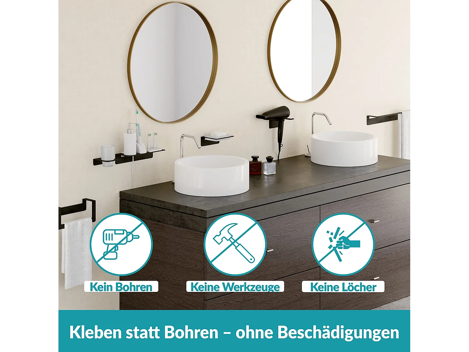 WEISSENSTEIN Badablage ohne Bohren aus Edelstahl -