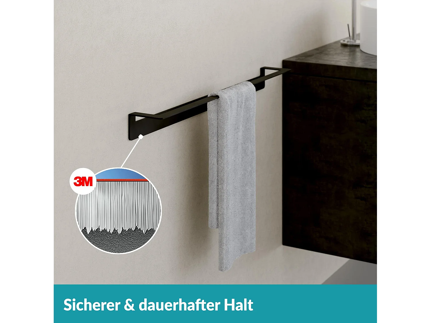 WEISSENSTEIN Handtuchstange Edelstahl ohne Bohren