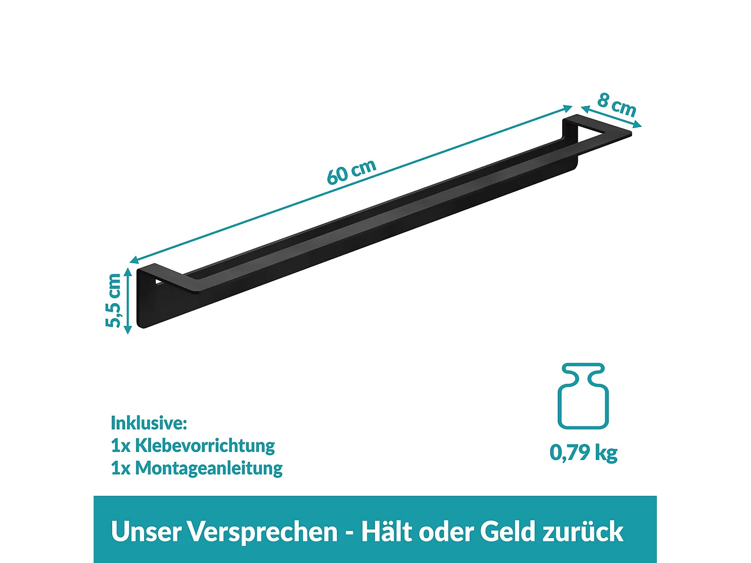 WEISSENSTEIN Handtuchstange Edelstahl ohne Bohren