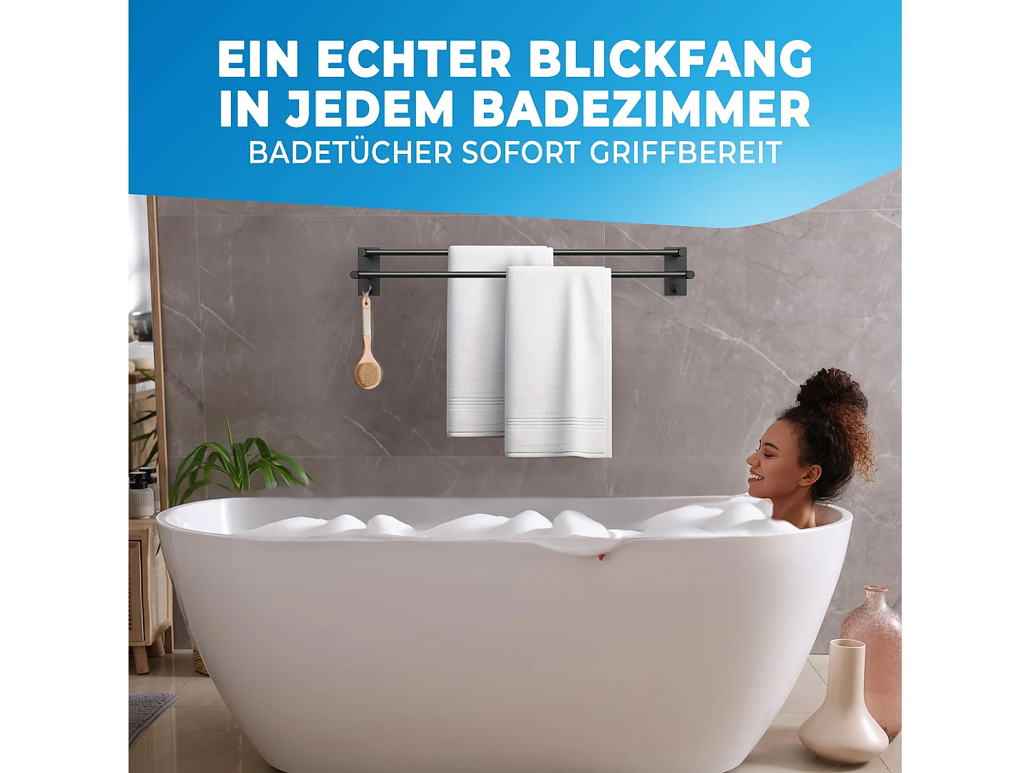 LOBUX® - Handtuchhalter ohne bohren schwarz –