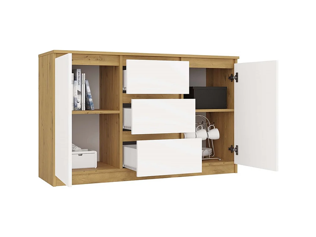 Commode Malwa 2D3S - CHÊNE ARTISAN/BLANC