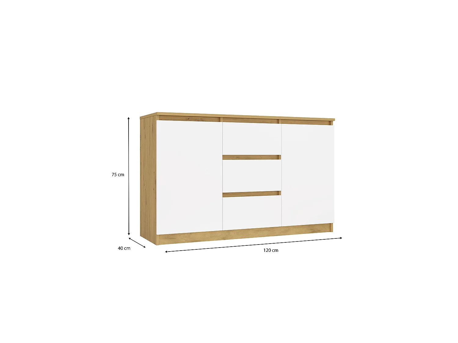 Commode Malwa 2D3S - CHÊNE ARTISAN/BLANC