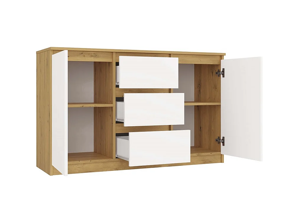 Commode Malwa 2D3S - CHÊNE ARTISAN/BLANC