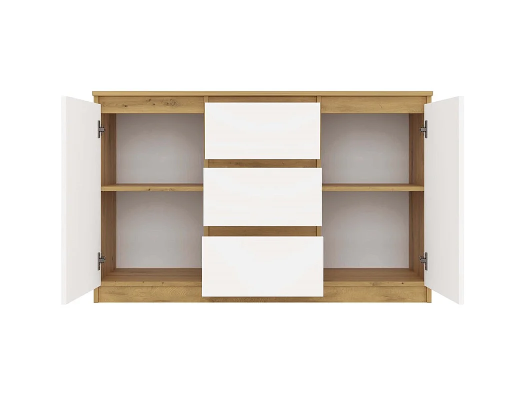 Komoda Malwa 2D3S | Dąb Artisan/Biel | 120x40x75 cm | 2 Drzwi 3 Szuflady