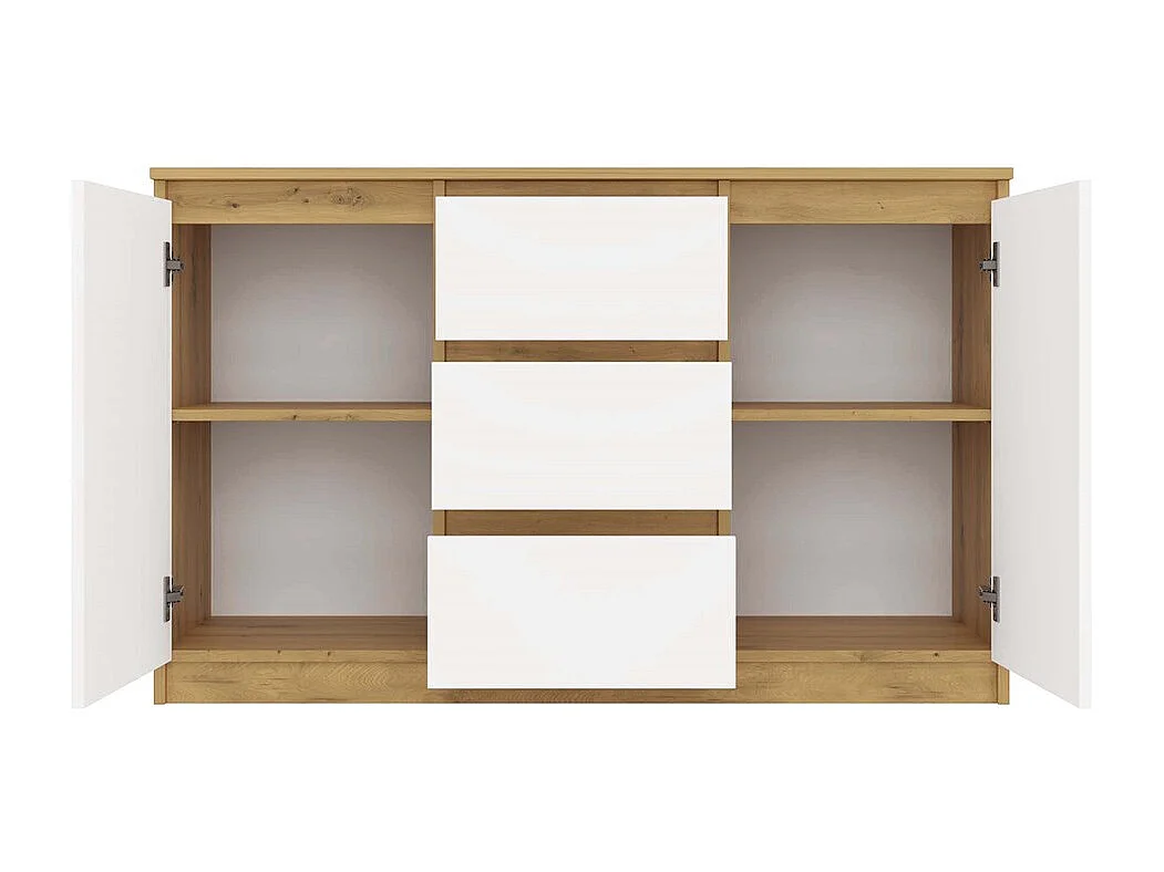 Komoda Malwa 2D3S | Dąb Artisan/Biel | 120x40x75 cm | 2 Drzwi 3 Szuflady