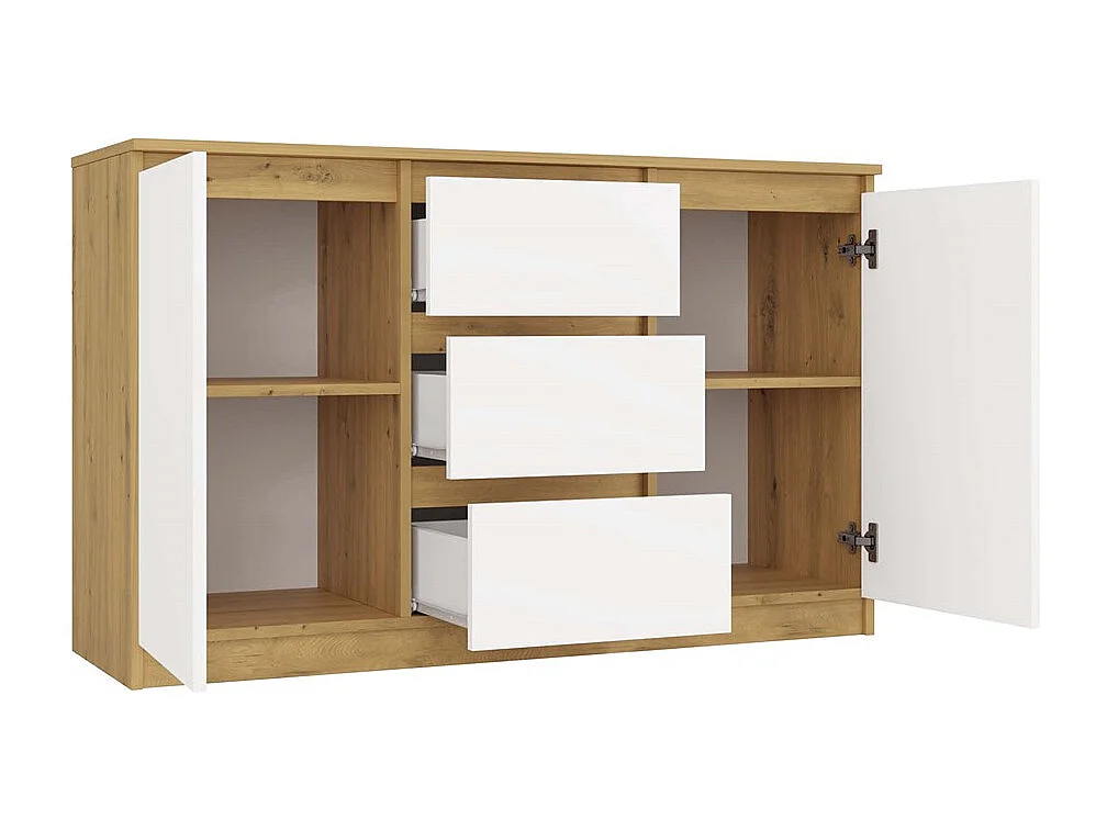 Komoda Malwa 2D3S | Dąb Artisan/Biel | 120x40x75 cm | 2 Drzwi 3 Szuflady
