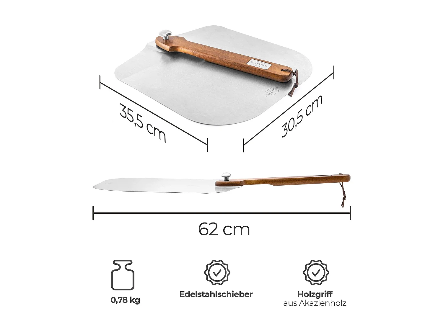 SILBERTHAL Pizzaschieber Edelstahl 30cm - Griff