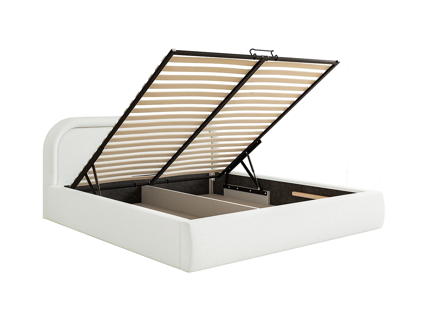 Polsterbett mit Lattenrost und Stauraum - Creme - 160x200 cm - RUVI