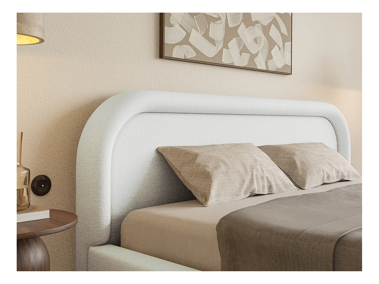 Polsterbett mit Lattenrost und Stauraum - Creme - 160x200 cm - RUVI