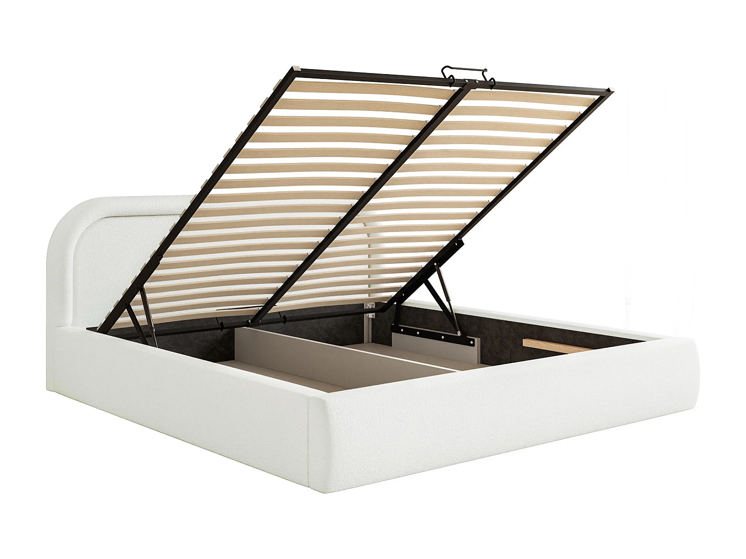 Polsterbett mit Lattenrost und Stauraum - Creme - 160x200 cm - RUVI