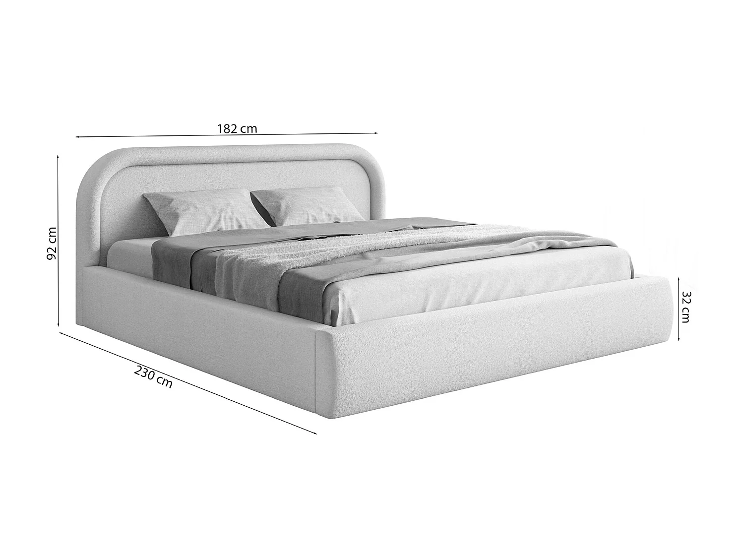Opbergbed met hoofdeinde - 160x200 cm - crème - RUVI