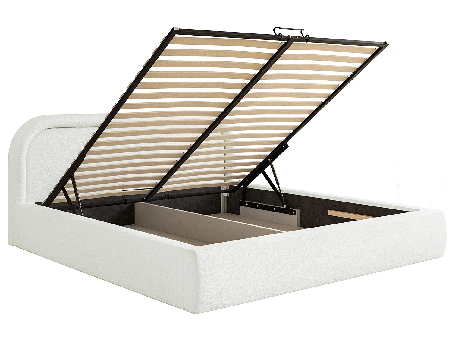 Opbergbed met hoofdeinde - 160x200 cm - crème - RUVI