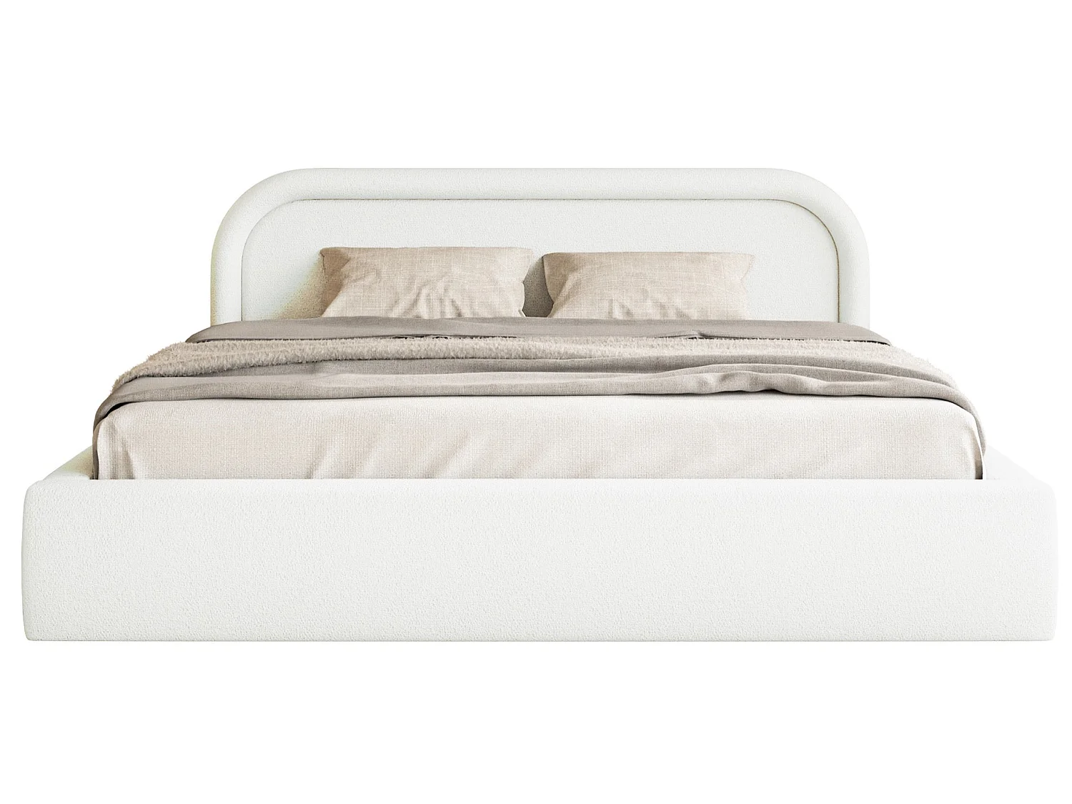 Opbergbed met hoofdeinde - 160x200 cm - crème - RUVI