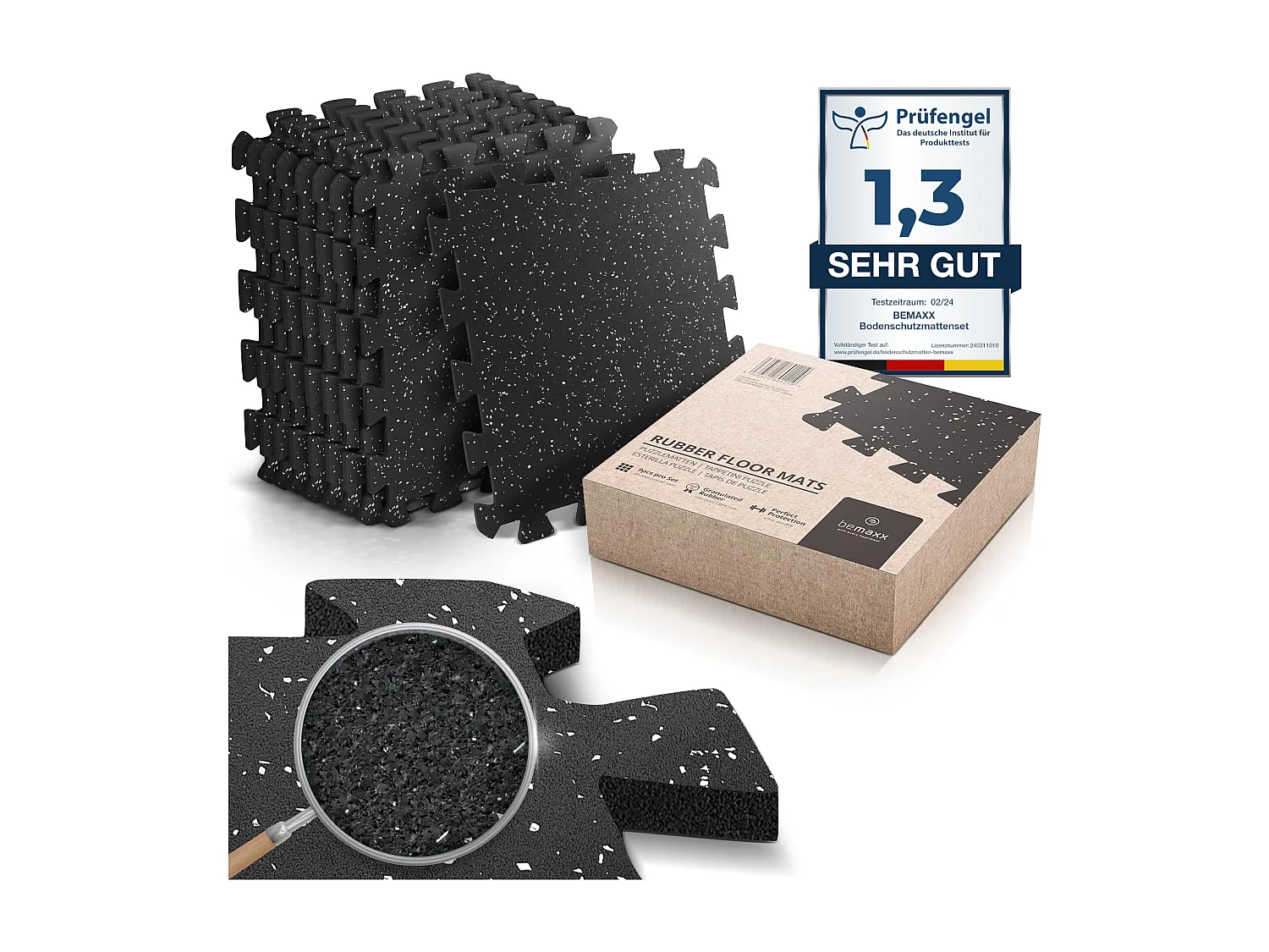 Schutzmatte Bodenschutzmatte Set 9 Stück: Gummi